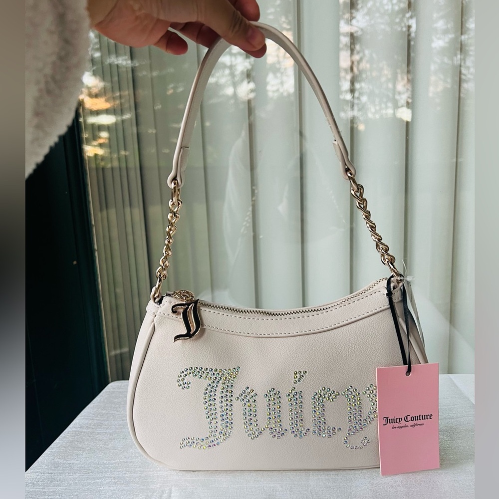 Juicy Couture Obsession Shoulder Bag - Angel White with Rhinestone Logo NWT - Picture 9 of 10